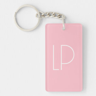Llavero Elegante inicial moderna minimalista en rosa paste