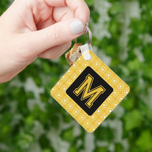 Llavero Elegante Keychain Amarillo con Monograma