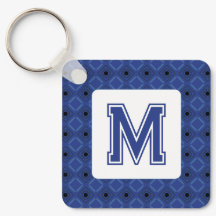 Elegante Keychain azul grisáceo con monograma