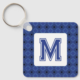 Llavero Elegante Keychain azul grisáceo con monograma
