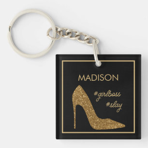 Llavero Elegante Keychain de acrílico de oro negro