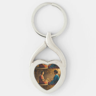 Llavero Elegante Keychain de corazón torcido con Art De Vi