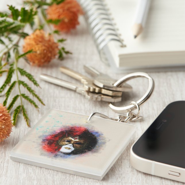 Llavero Elegante Keychain de la máscara del carnaval venec (Frente Derecha)