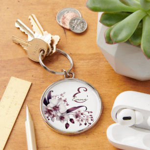 Llavero Elegante Keychain de Monograma Floral