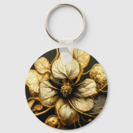 Llavero Elegante Keychain floral Barroco negro y dorado
