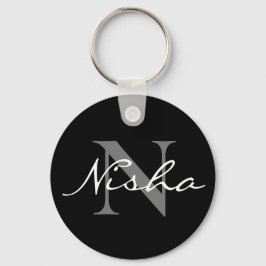 Llavero Elegante Keychain monograma elegante negro