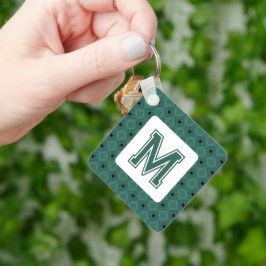 Llavero Elegante Keychain verde con monograma