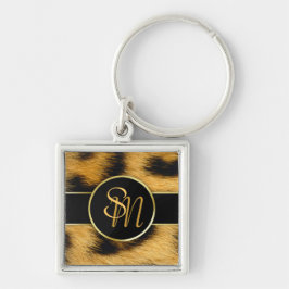 Llavero Elegante Leopard Print Monograma Script - Keychain