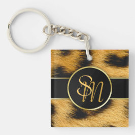 Llavero Elegante Leopard Print Monograma Script - Keychain