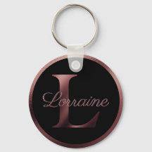 Elegante Letra negra L Rosa Monograma metálico de