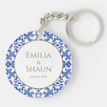 Elegante llave acrílica azul italiano