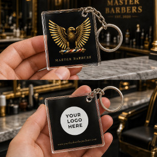 Llavero Elegante logotipo de águila dorada para barberías