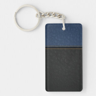 Llavero Elegante lujo aspecto cuero azul negro