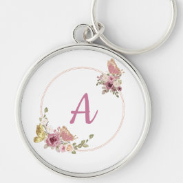Llavero Elegante Mariposa Floral en Oro Rosa – Nombre pers