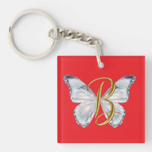 Llavero Elegante Mariposa Floral Letra B - Monograma Artís