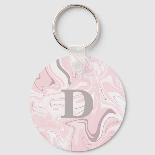 Llavero Elegante mármol rosa y blanco minimalista (Anverso)