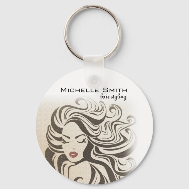 Llavero Elegante Moda Sepia Wavy Hairstyle Extensiones de  (Anverso)