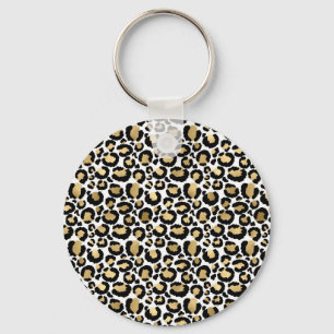 Llavero Elegante Monocromatic Leopard Spots Wild Glam