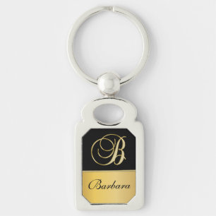 Llavero Elegante Monograma "B" Nombre personalizado Oro ne