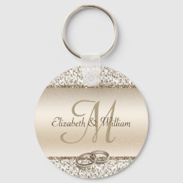 Llavero Elegante Monograma Champagne Wedding Favor