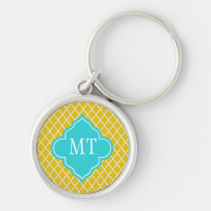 Llavero Elegante monograma clásico de amarillo brillante e