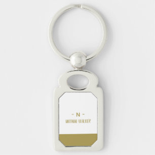 Llavero Elegante Monograma de Oro y Gris I Minimalista Ele