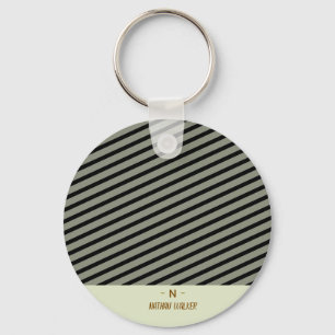 Llavero Elegante Monograma Dorado y Gris I Minimalista Ele