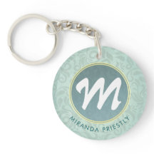 Elegante Monograma Faux Gold Turquoise Damask Flor