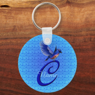 Llavero Elegante Monograma Inicial C Personalizado Bluebir