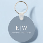 Llavero Elegante Monograma moderno Minimalista azul turbio<br><div class="desc">Presentamos nuestra Dusty Blue Minimalista Monogram Elegant Collection: Eleva tu estilo con sofisticación y encanto intemporal. Nuestra colección presenta diseños minimalistas en un suave y polvoriento matiz azul, realzados con elegantes monogramas adaptados a su gusto personal. Desde la papelería refinada hasta los accesorios versátiles, cada pieza de nuestra colección está...</div>