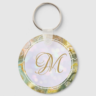 Llavero Elegante Monograma Resumen inicial Mármol de oro