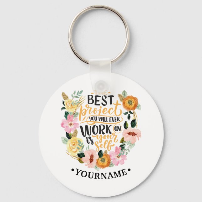 Llavero Elegante Motivación Inspiración Floral Cita (Anverso)