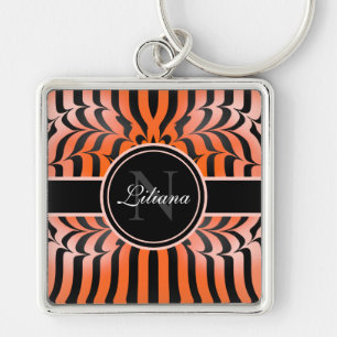Llavero Elegante Naranja estético e impresión de piel de t