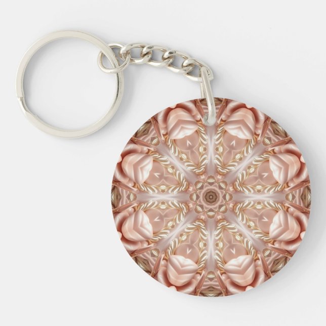 Llavero Elegante Naranja Peach Floral Keychain (Frente)
