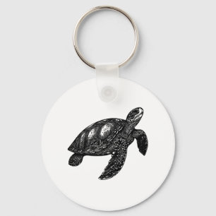 Llavero Elegante Natación Antigua Tortuga de Agua Copia