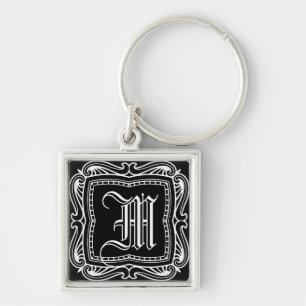Llavero Elegante negro vintage monogramado