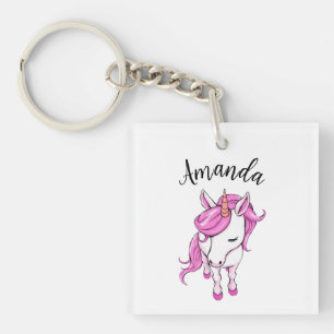 Llavero Elegante nombre de Chica de unicornio rosa