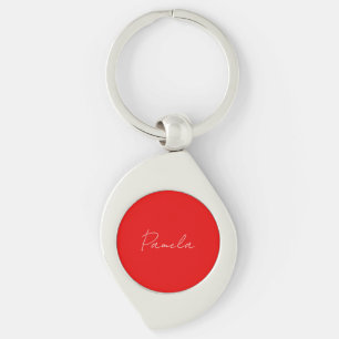 Llavero Elegante Nombre Minimalista Clásico Cálido Rojo