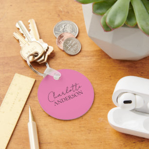 Llavero Elegante nombre Minimalista personalizado rosa