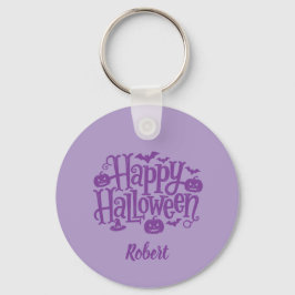 Llavero Elegante nombre personalizado Halloween morado