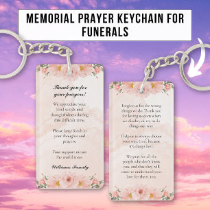 Llavero Elegante Oración Memorial Floral Rosa