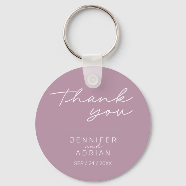 Llavero Elegante Pastel Boda mínimo púrpura cadena de tecl (Anverso)