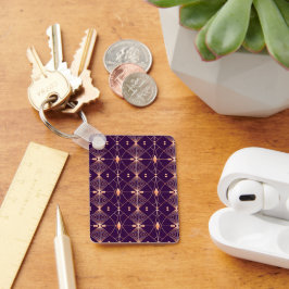 Llavero Elegante patrón geométrico con diamante naranja