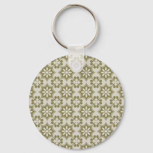 Llavero Elegante patrón repetitivo de Fleur de Lis en verd