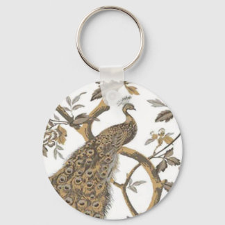 Llavero Elegante Pavo Real En Cadena De Llave Blanca