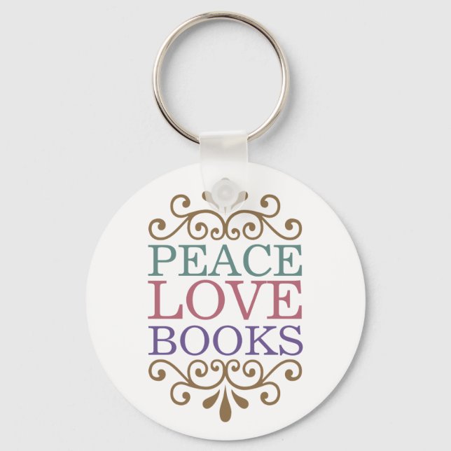 Llavero Elegante Paz, Amor, Keychain Books (Luz) (Anverso)