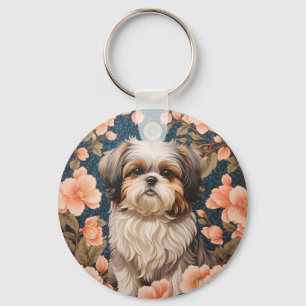 Llavero Elegante perro shih tzu William Morris inspirado