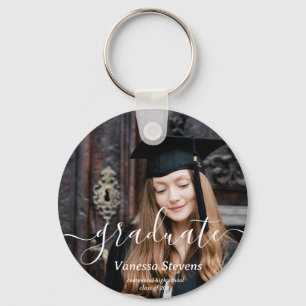 Llavero Elegante Personalizado de guión de graduación de f