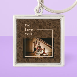 Llavero Elegante Personalizado floral Foto de la familia T