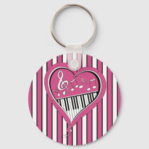 Llavero Elegante Piano Music Notes en rosa, negro y blanco